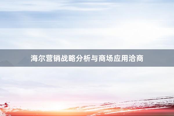 海尔营销战略分析与商场应用洽商